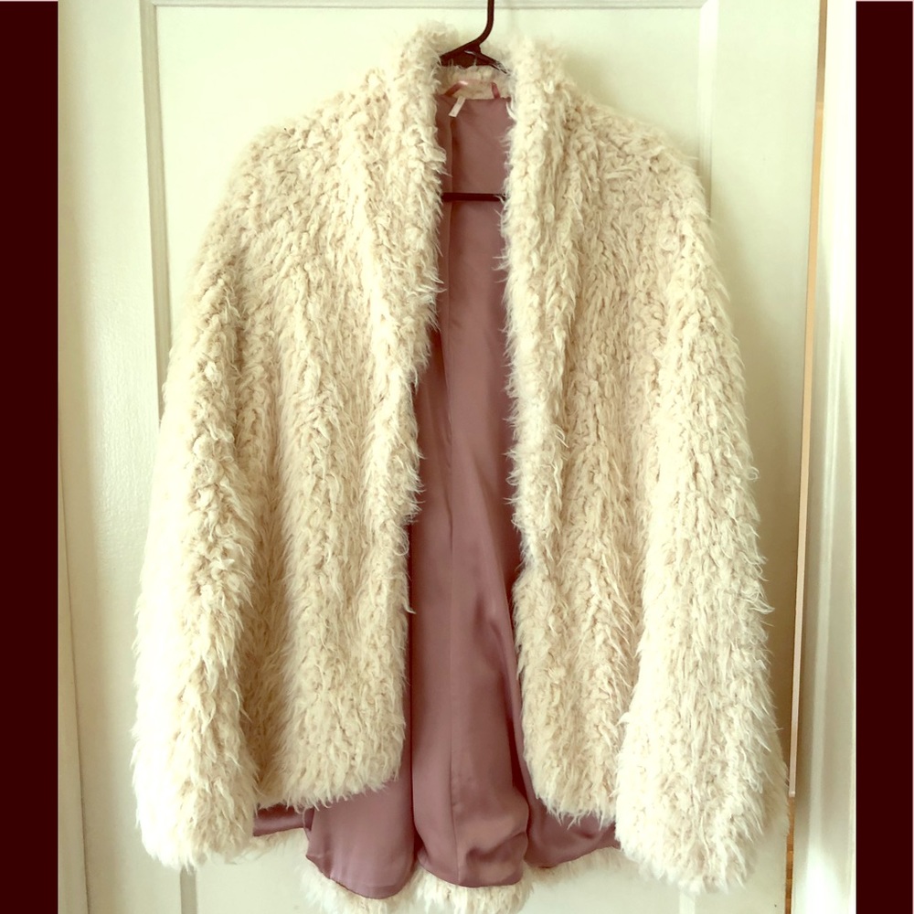 Free People White/Ivory Furry Coat